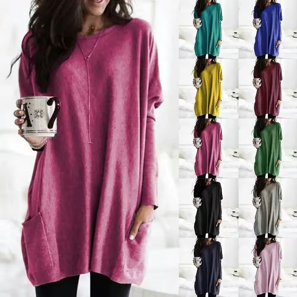 Long Sleeve Pocket Tunic Tops Blouse Casual - Additional View 4