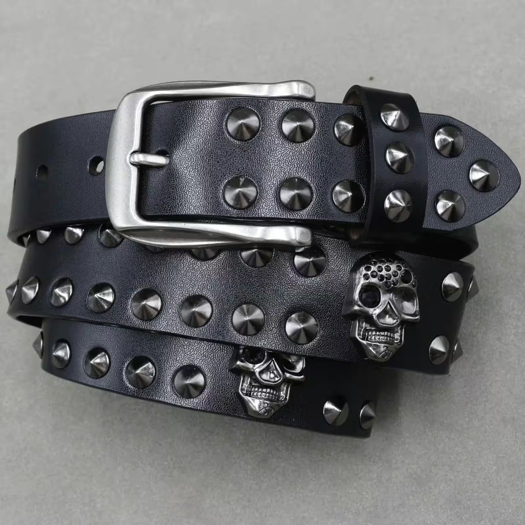 Nice Rivet Genuine Leather Belt Goth Style - Additional View 32