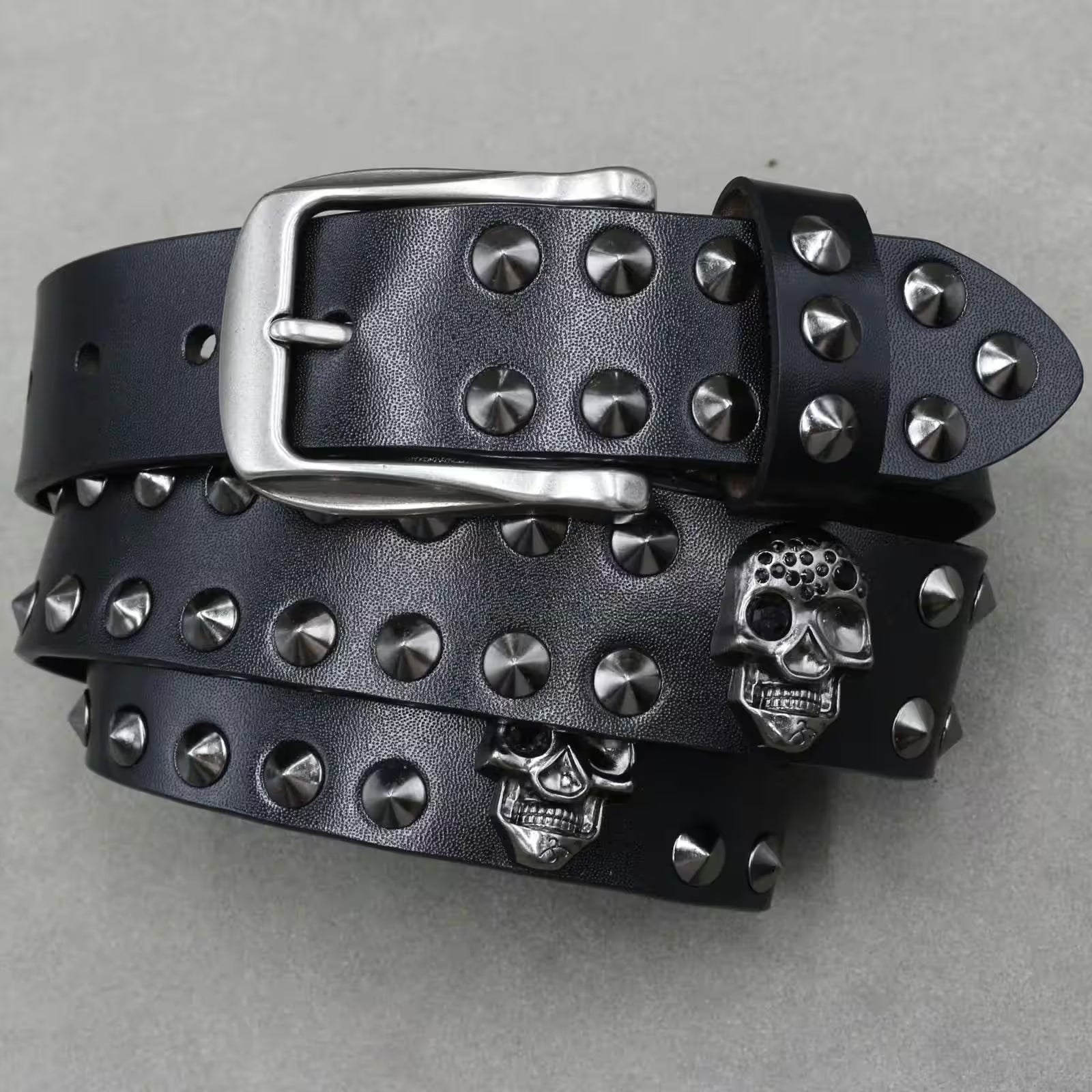 Nice Rivet Genuine Leather Belt Goth Style - Additional View 32