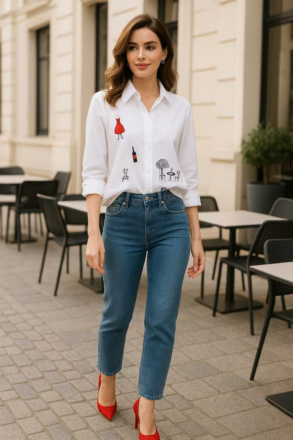 Women's Top in White - Detail View