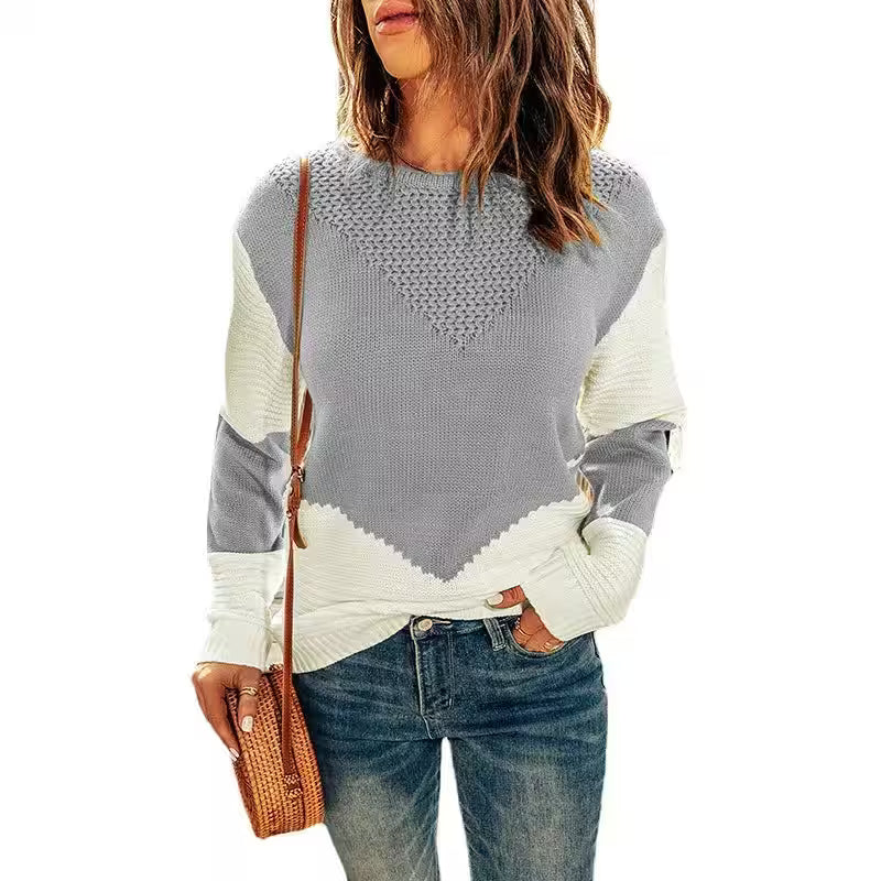Neck Contrasting Base Sweater Pullover - Women's Fashion - View 5