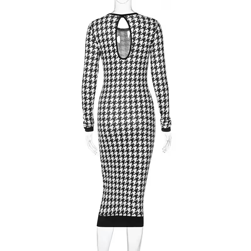 Midi Dress Sexy Streetwear Autumn Winter Elegant Slim - Additional View 5