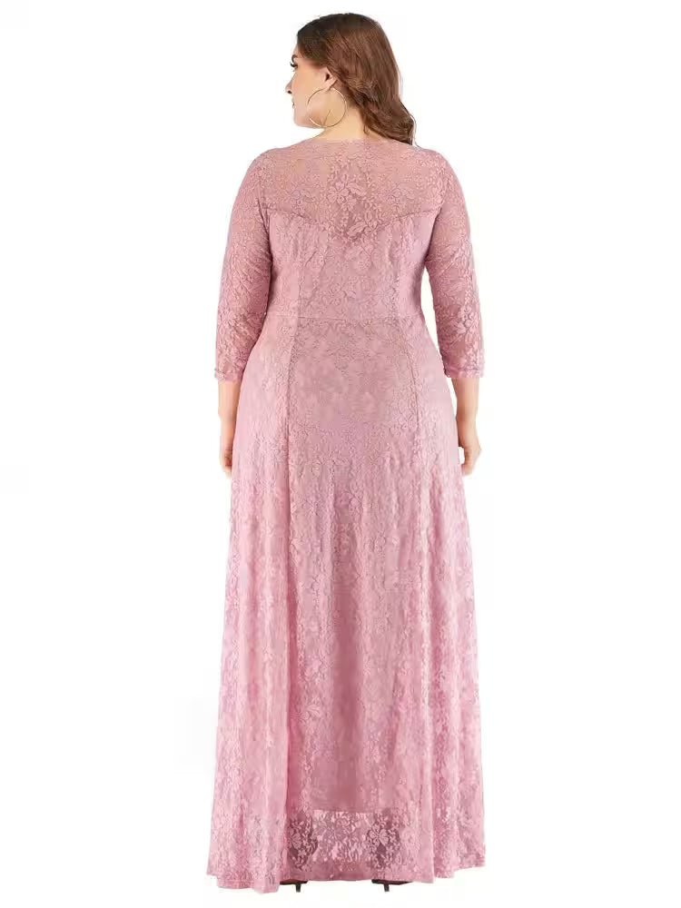Plus Size Elegant Lace Dress - Additional View 2