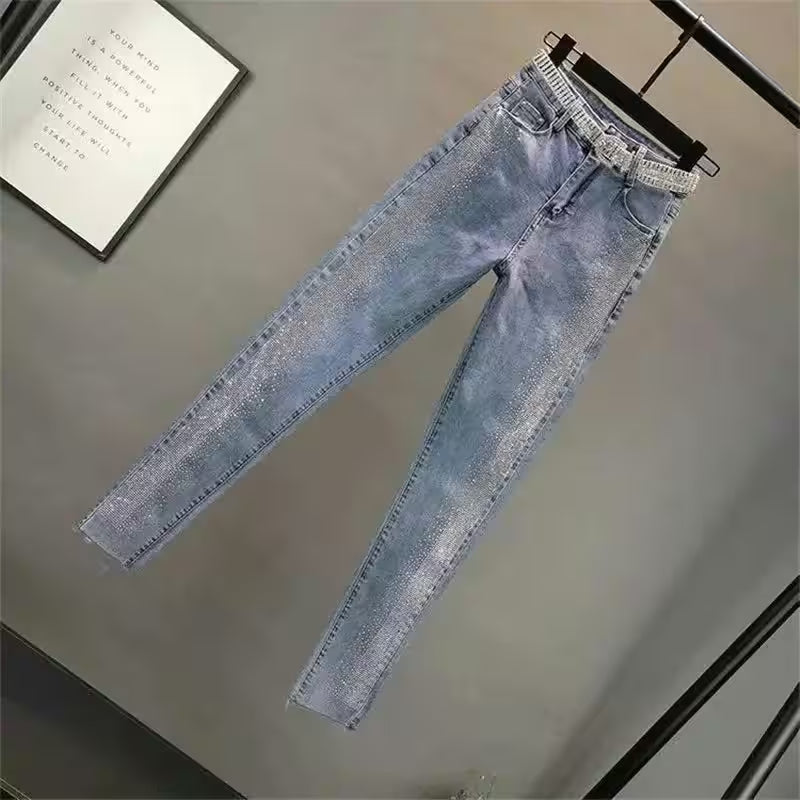 Jeans Streetwear Diamonds High Waisted Casual - Additional View 4