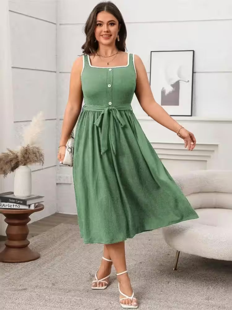 Plus Size Square Collar Dress - Additional View 2
