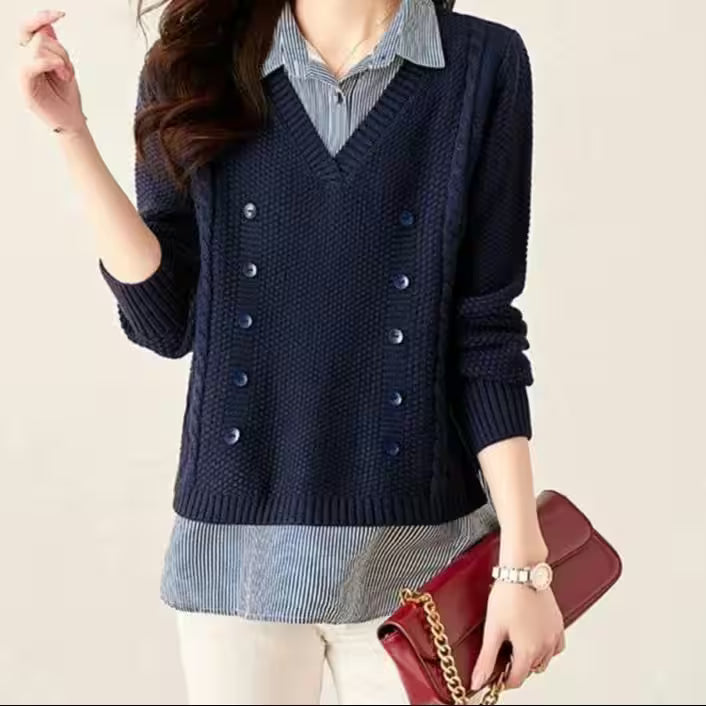 Sweater Classic polo collar Casual - Women's Fashion - View 6