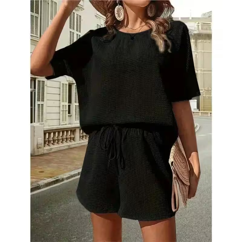 2 Piece Sets Outfit Solid Color Casual Loose Short - Additional View 13