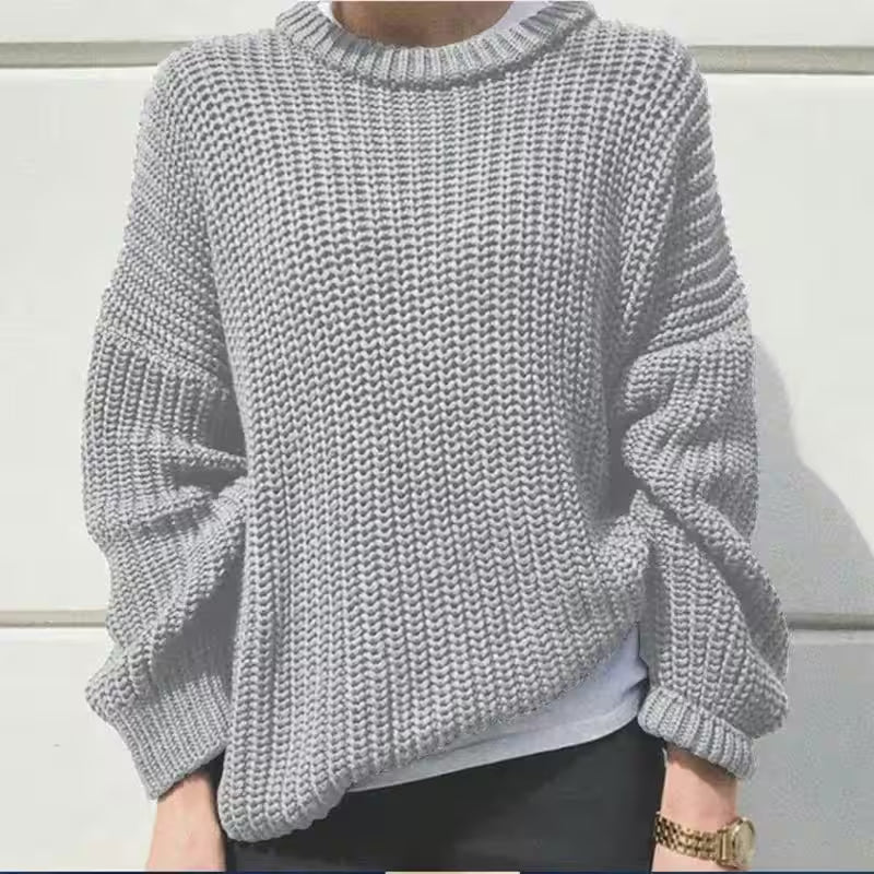 Casual Simple Neck Loose Knit Pullover Sweate - Additional View 2