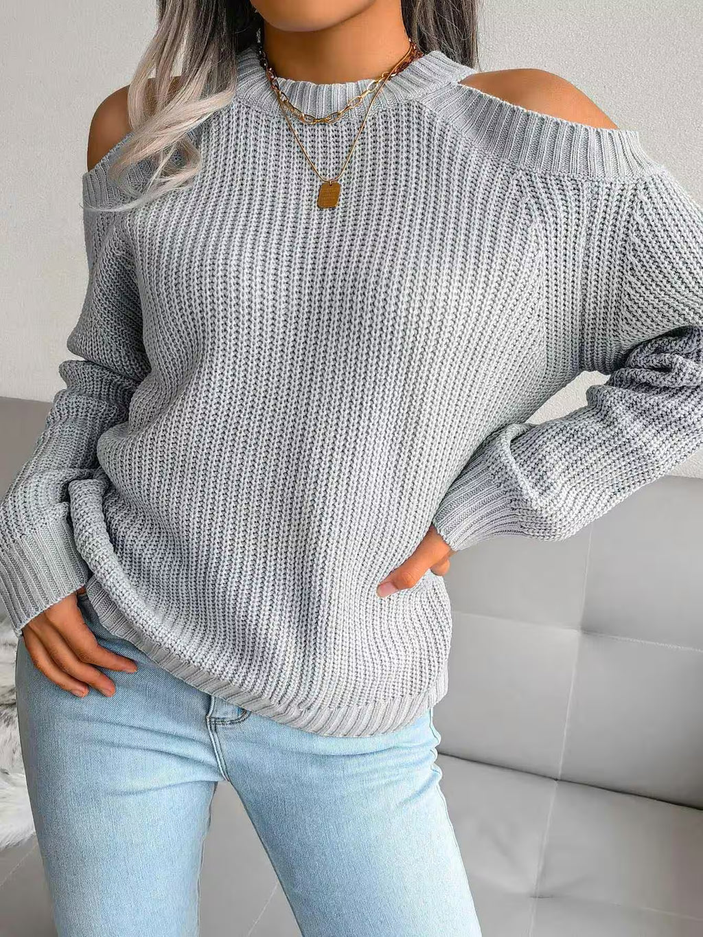 Casual Long Sleeve Knitted Pullover - Women's Fashion - View 17