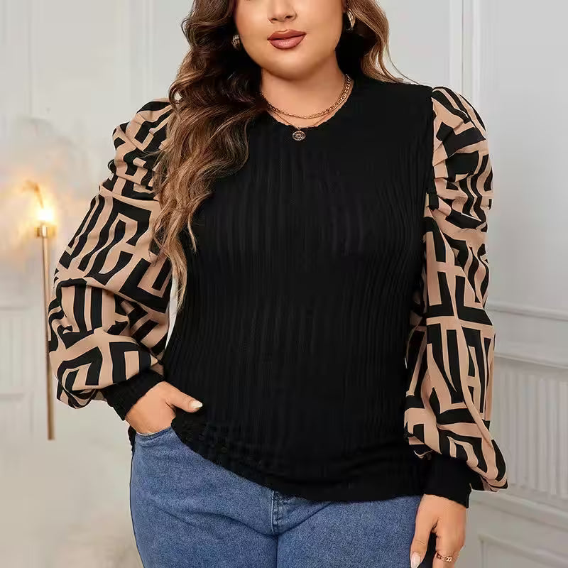 Plus Size Patchwork T-Shirt Chiffon - Women's Fashion - View 6