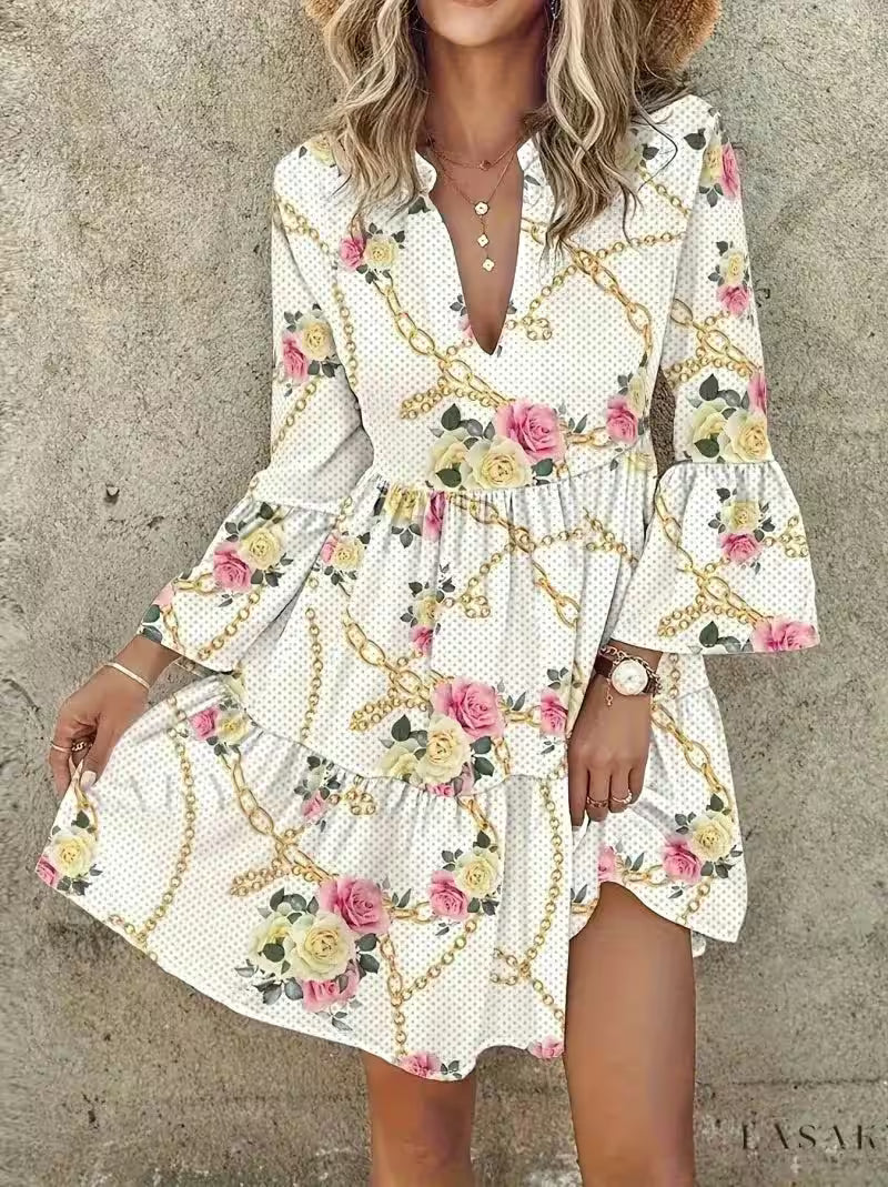 Plus Size Boho Dress Plus Allover Floral Print - Women's Fashion - View 4