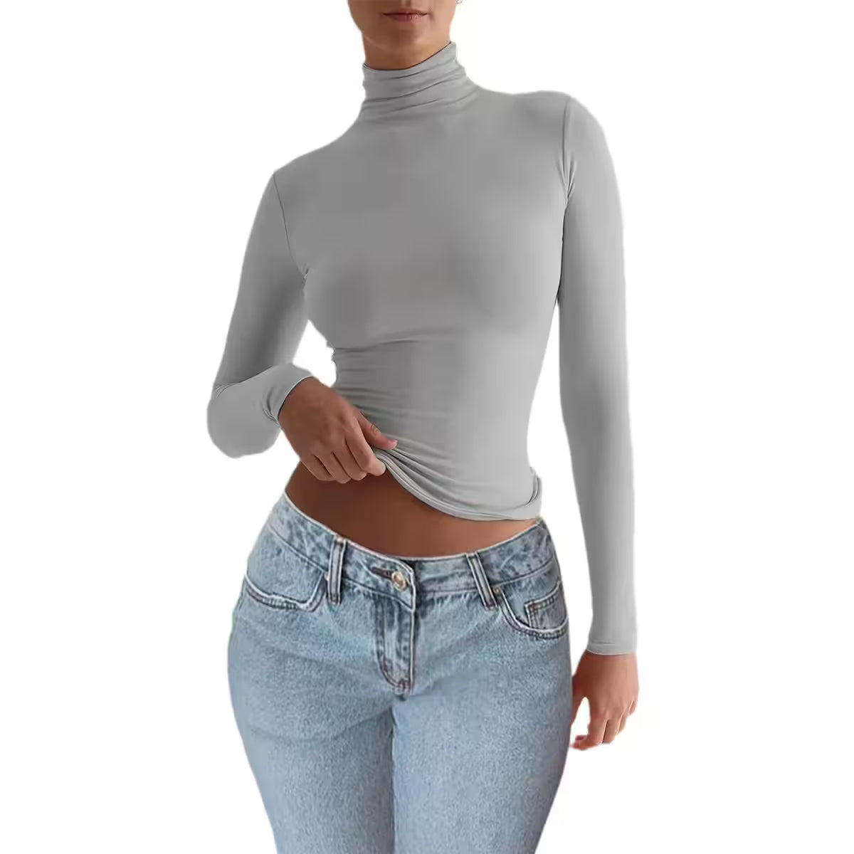 Long Sleeve Tops Lady's Bottoming Shirt Clothing - Additional View 2