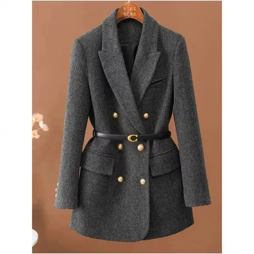 Coat Comes With Belt A Vintage Wool  Autumn And Winter - Women's Fashion - View 4