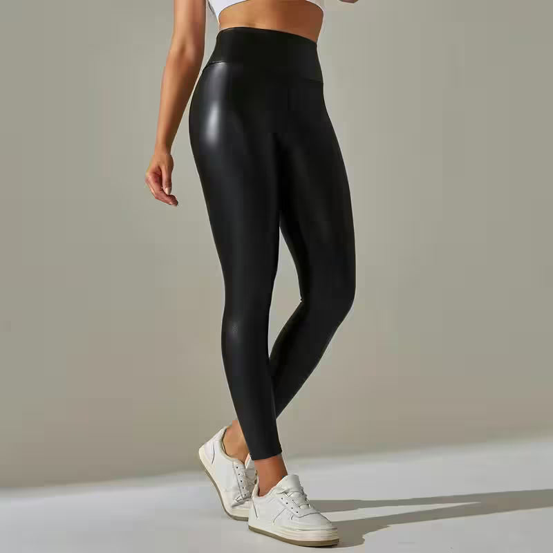 Leggings, High Waisted Tight and Sexy PU Leather Pants - Additional View 6