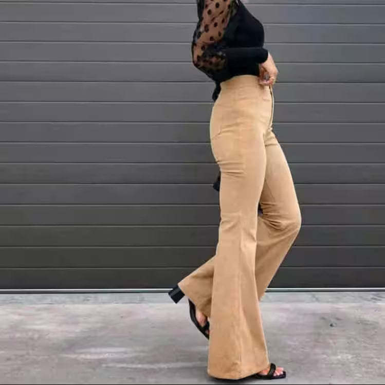 Casual Trousers Autumn Winter Solid High-waist Flare - Additional View 6