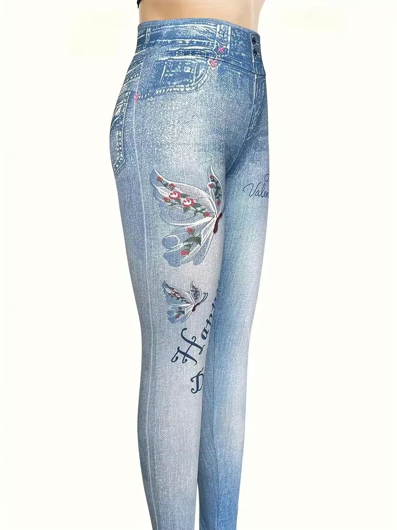 Butterfly Print Skinny Leggings - Additional View 12