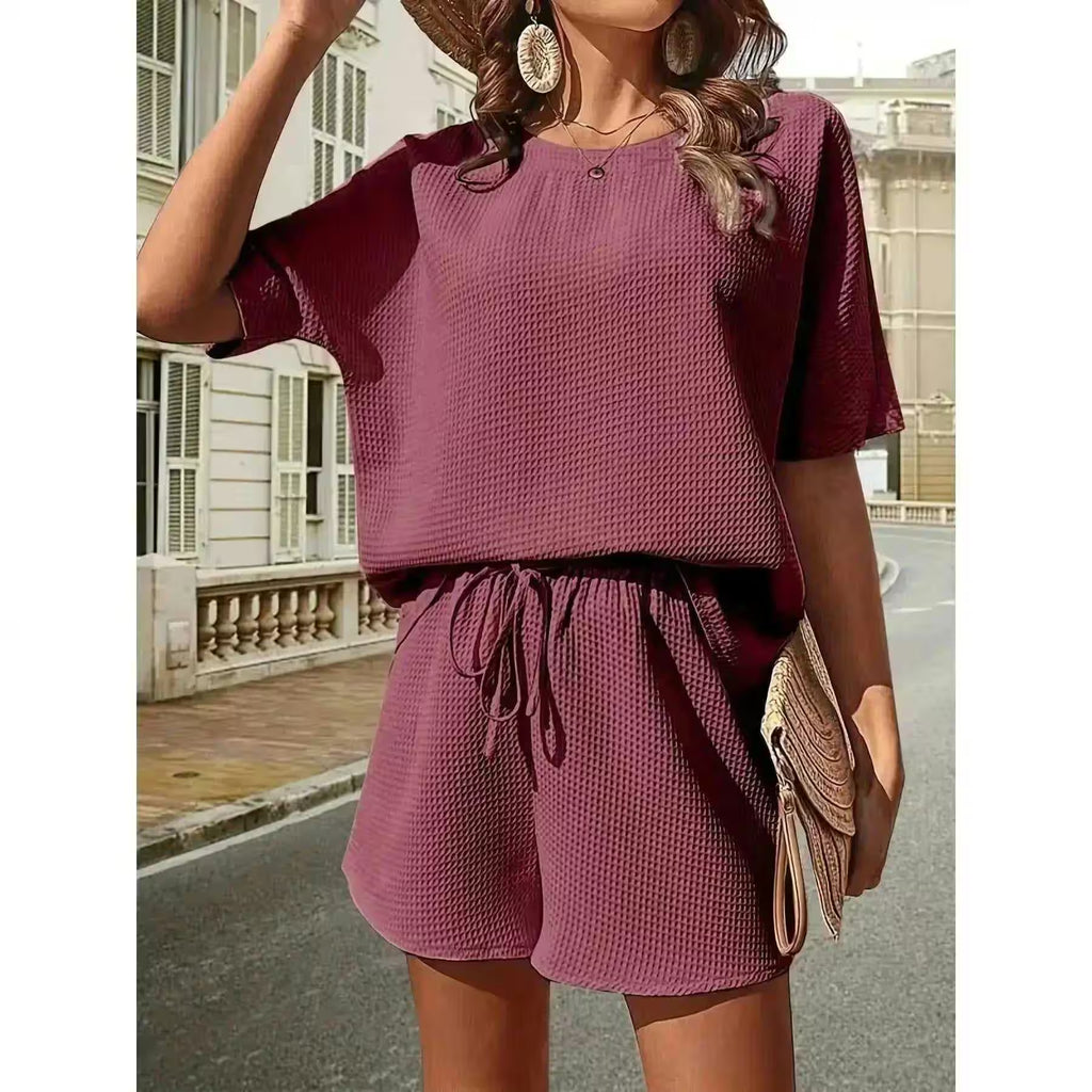 2 Piece Sets Outfit Solid Color Casual Loose Short - Additional View 23