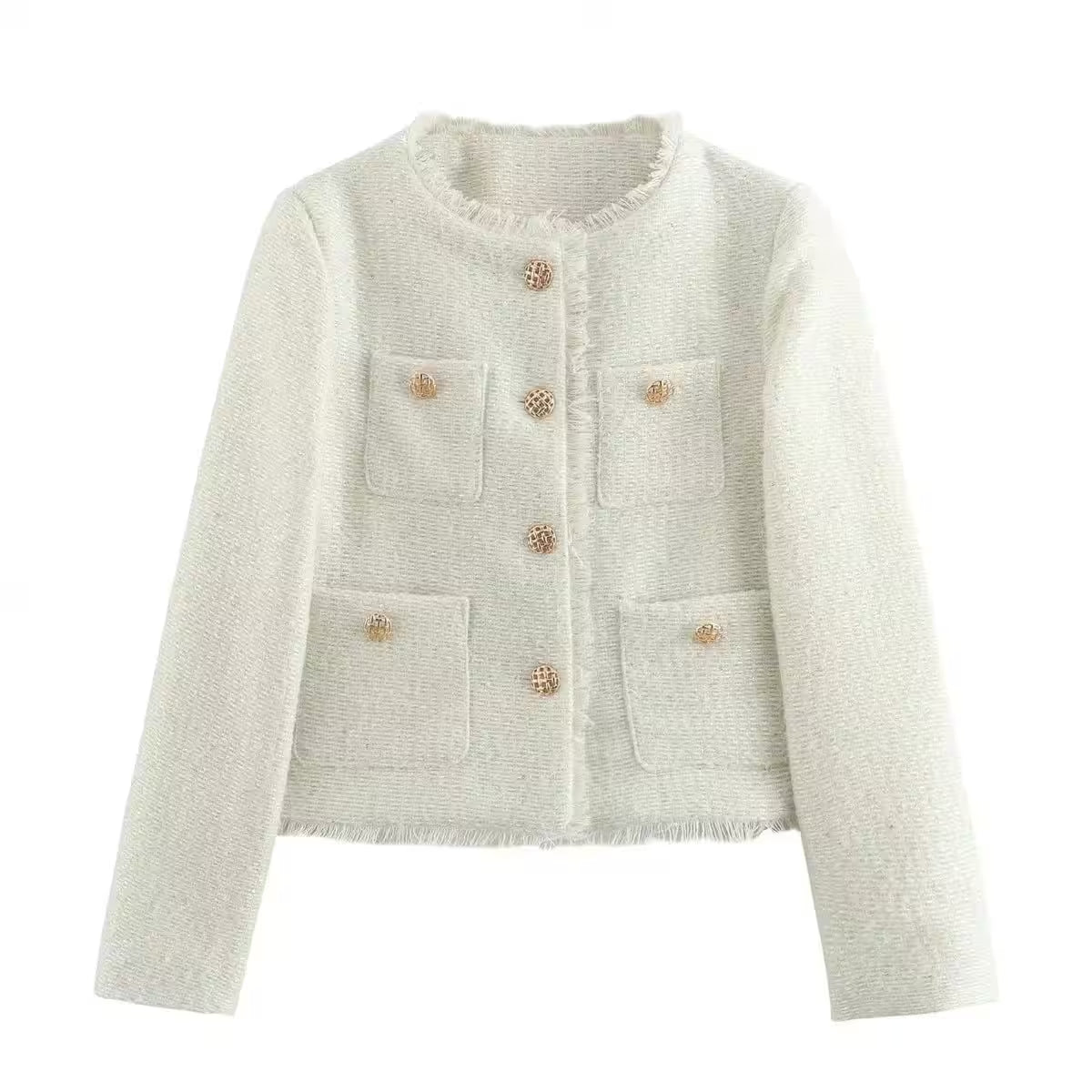 Chic Female Tweed Basic Jacket Coat - Additional View 7