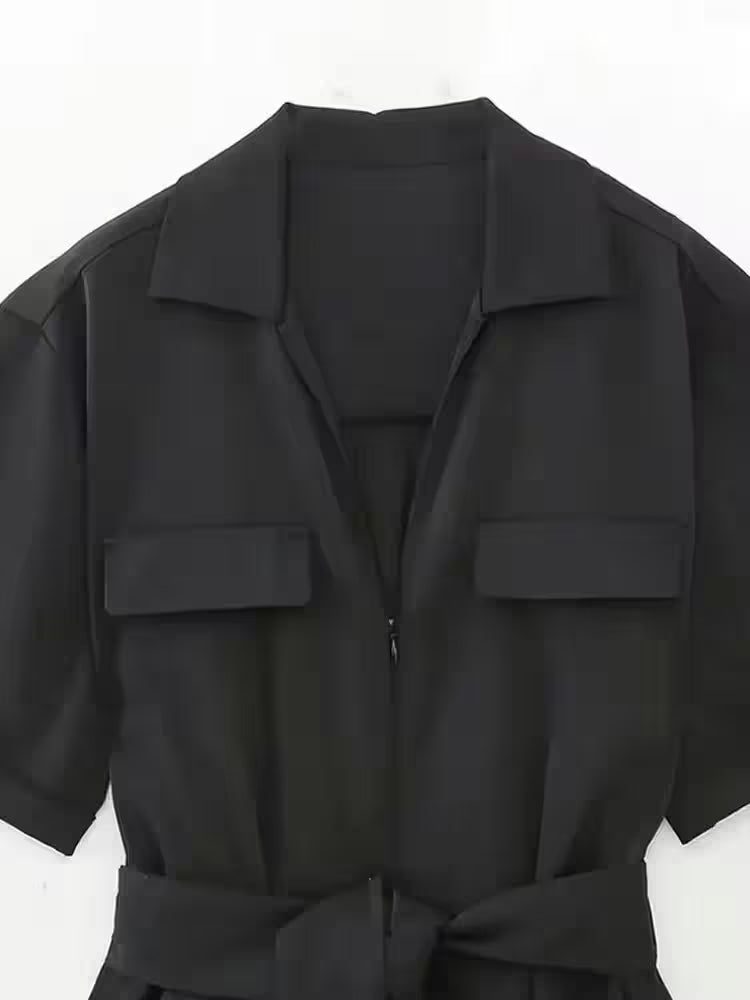 Jumpsuits Vintage Short Sleeve Side Pockets - Additional View 3