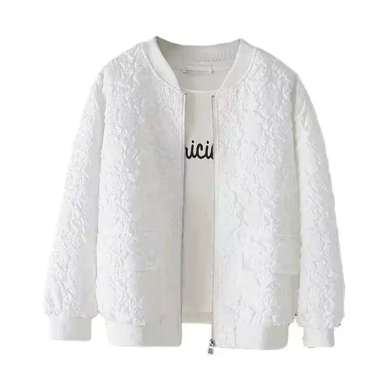 Casual White Jacket Top Female Cardigan Zipper - Additional View 5