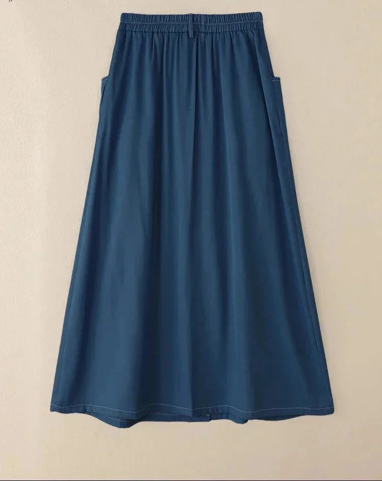 Casual Elastic Waist A-line Maxi Skirts - Additional View 9