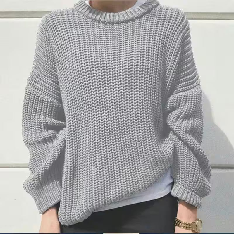 Casual Simple Neck Loose Knit Pullover Sweate - Additional View 9