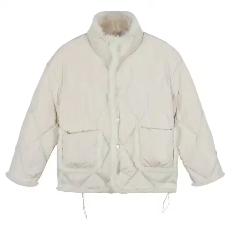 Winter Stitching Mink Wool Cotton Jacket - Additional View 5