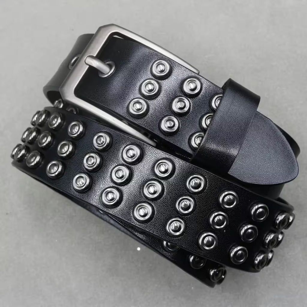 Nice Rivet Genuine Leather Belt Goth Style - Additional View 21
