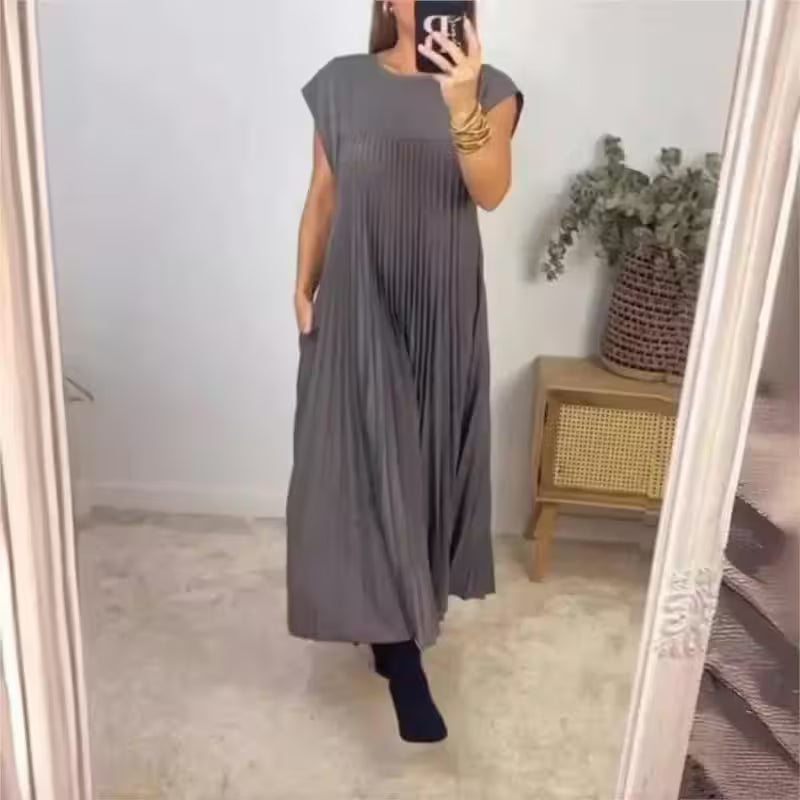 Dress fashion O-Neck Sleeveless Pleated Maxi - Women's Fashion - View 11