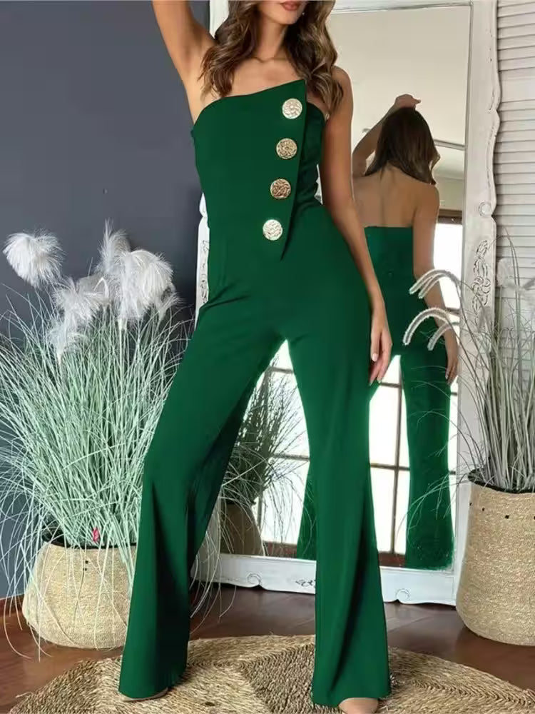 Sexy Asymmetrical Bandeau Strapless Jumpsuits - Additional View 4