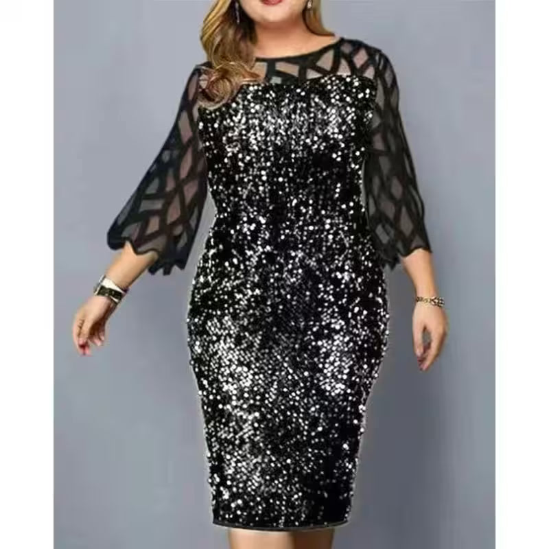 Party Dress 3/4 Sleeves Plus Size Mid - Additional View 8