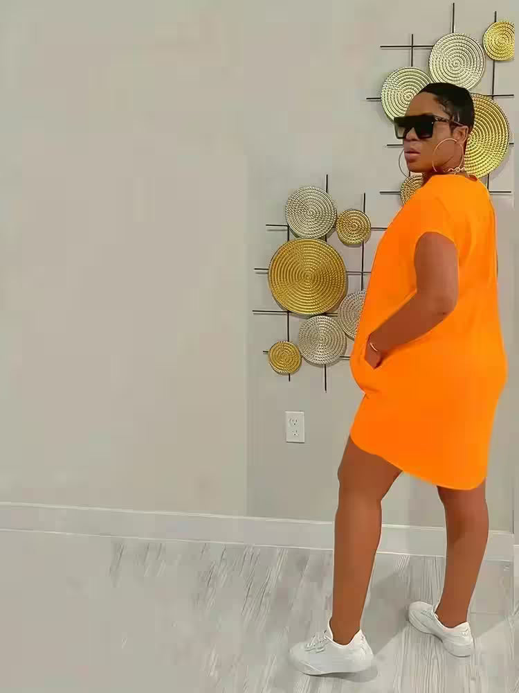 Casual Crew Neck Short Sleeve Bag Hip Dress - Women's Fashion - View 7