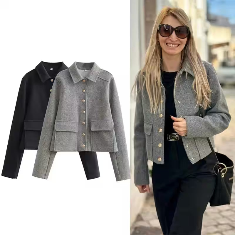 Dresses - Jacket Women Button Cropped for Women