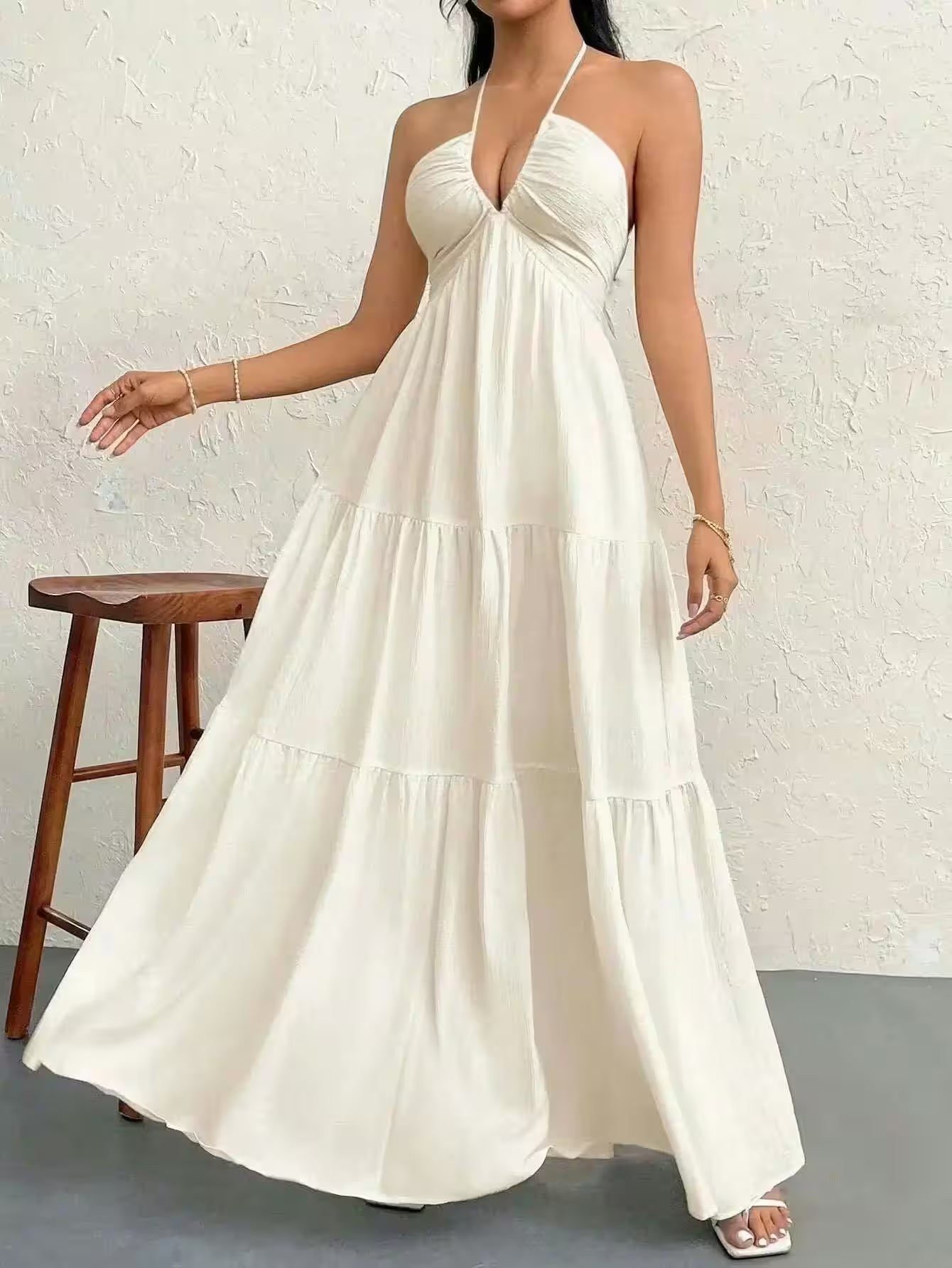 Boho Chiffon Halter Maxi Dress - Women's Fashion - View 7