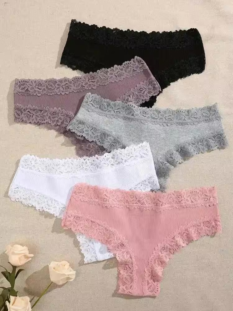 5Pcs/set Cotton Panties Floral Lace Intimate Underwear Trendy - Additional View 11