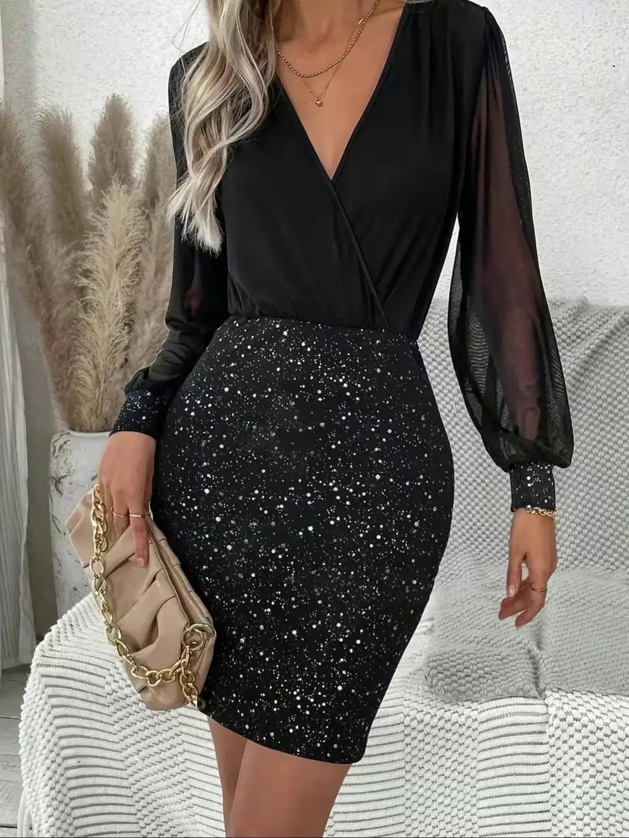 Sexy and elegant women's dress V-neck - Additional View 7