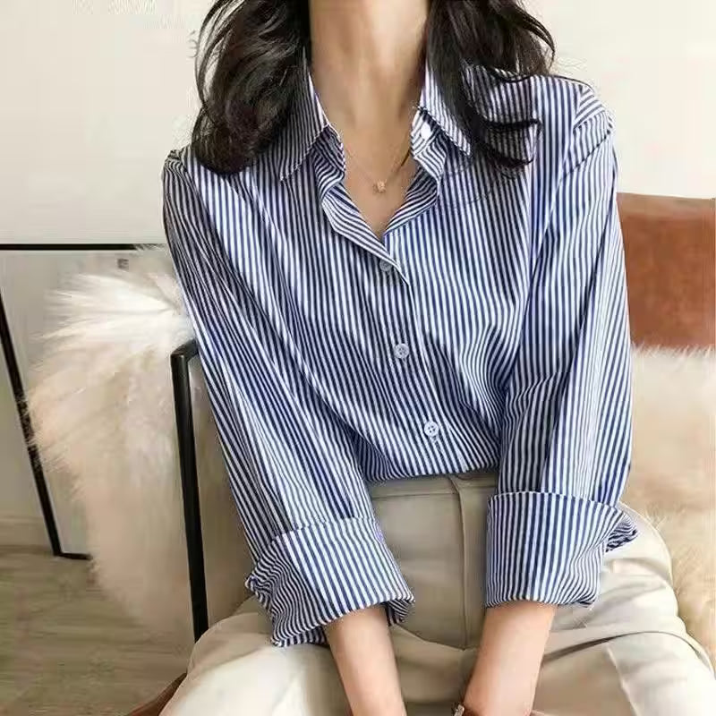 Casual Loose Fit Striped Top - Additional View 6