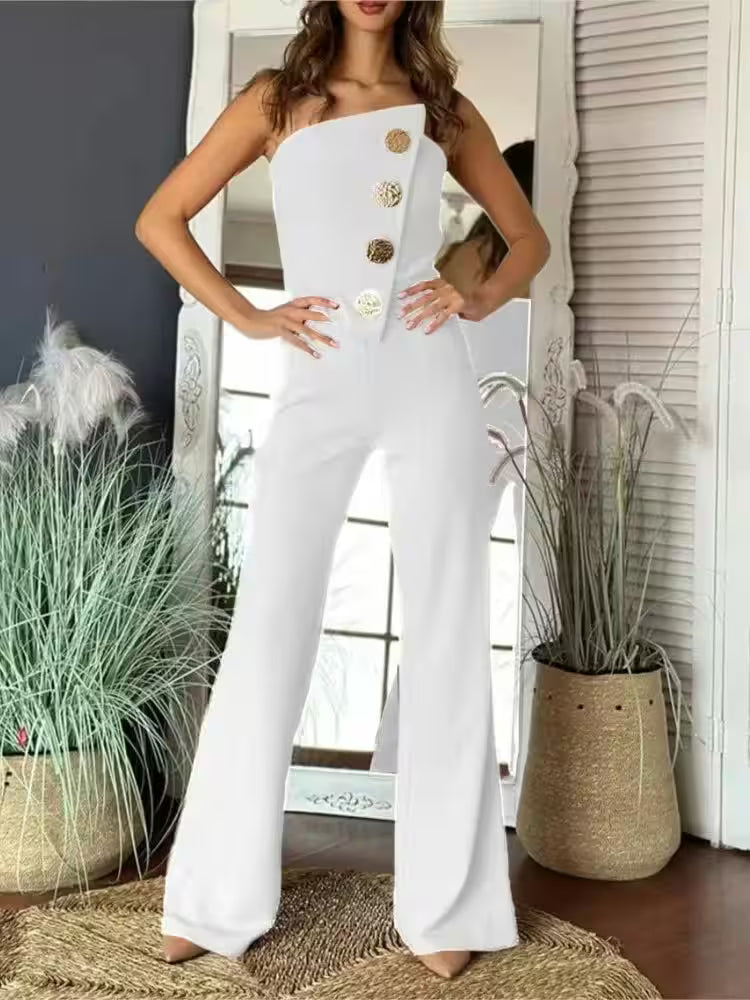 Sexy Asymmetrical Bandeau Strapless Jumpsuits - Additional View 5