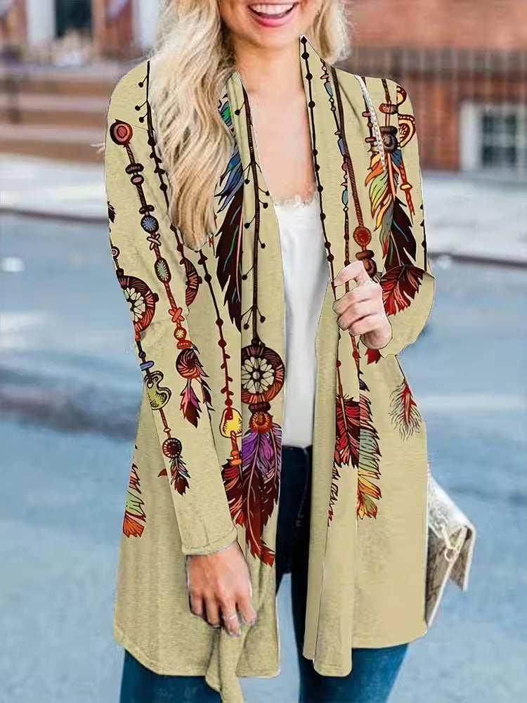Rings - Plus Size 2025 Spring Long Sleeve Retro Cardigan