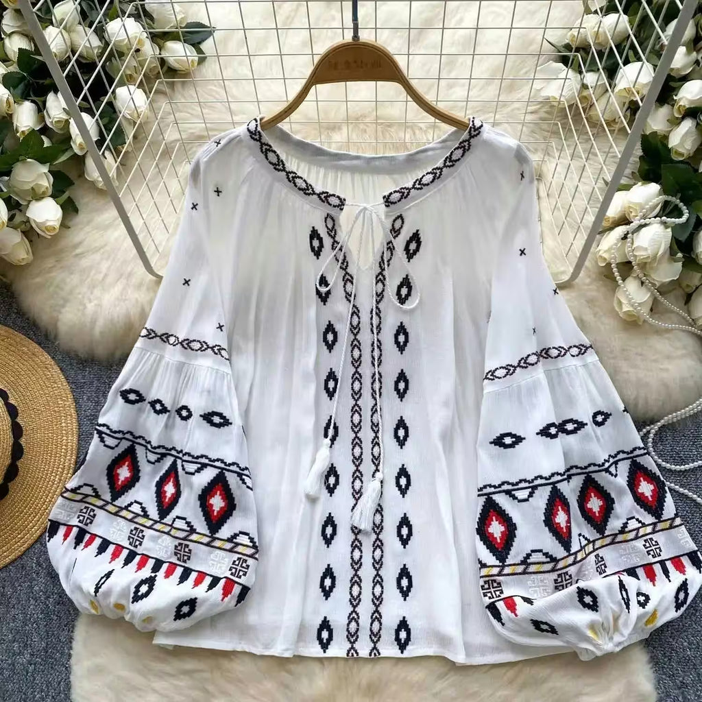 Chic Casual Puff Embroidered Lantern Sleeve Long - Women's Fashion - View 3