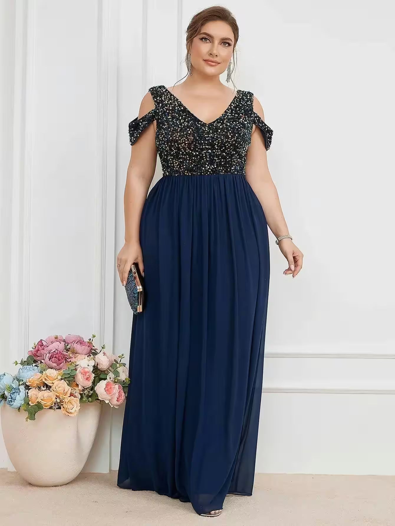 Chiffon Formal Evening Party Sparkle Dress - Additional View 3