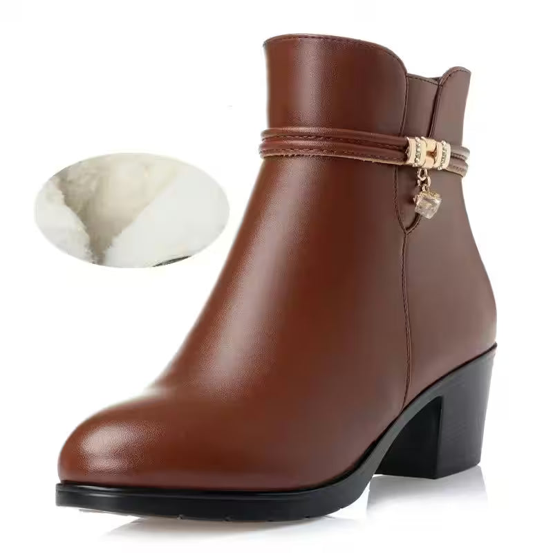 Shoes Boots Zipper Mid Heel Plus Size - Additional View 3