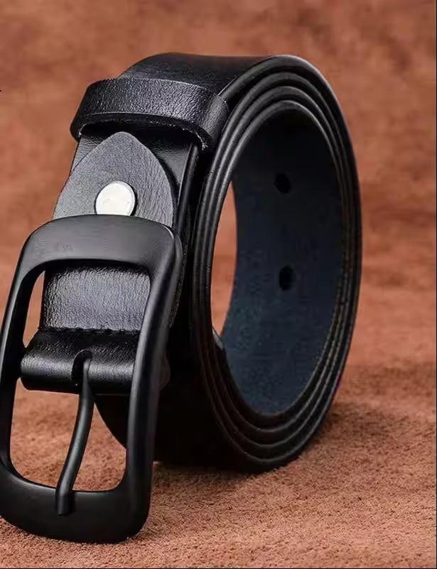 Belt Cow Genuine Leather Black Alloy Pin - Additional View 9