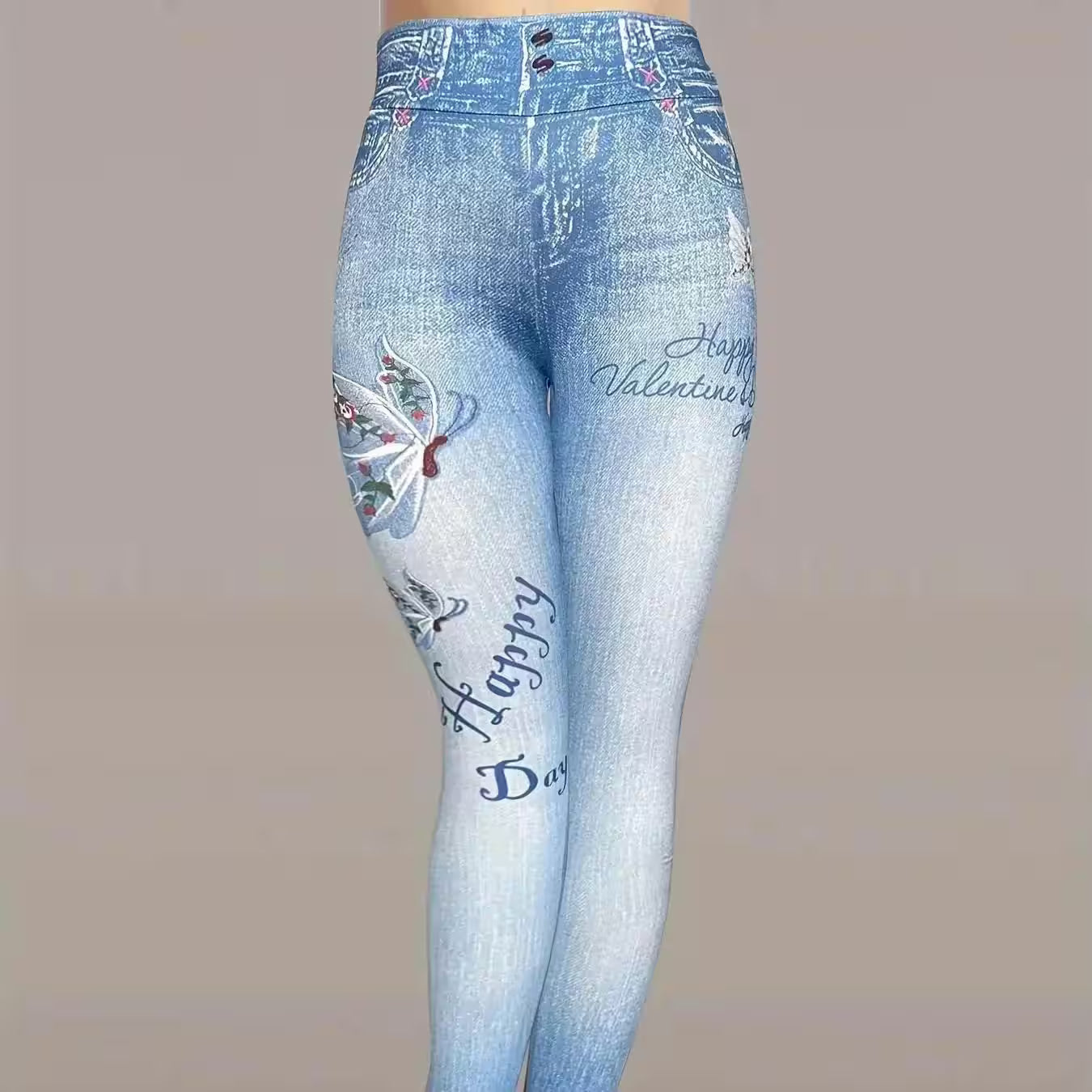 Butterfly Print Skinny Leggings - Additional View 7