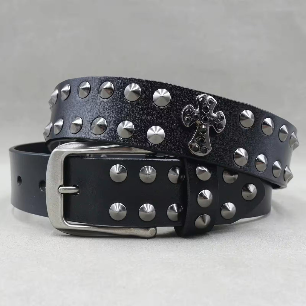 Nice Rivet Genuine Leather Belt Goth Style - Additional View 14
