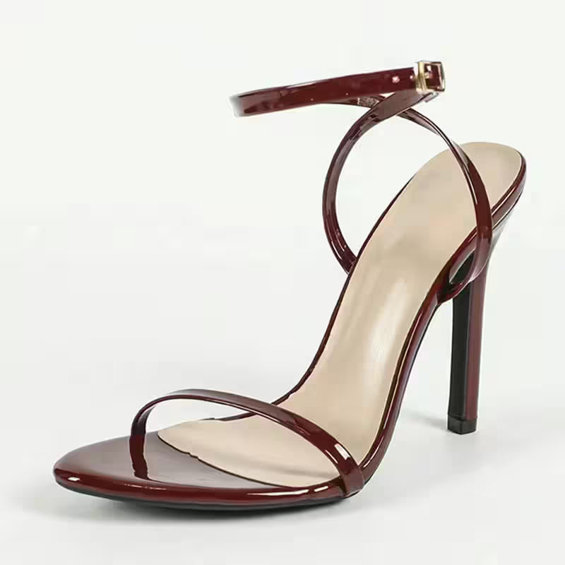 Liyke Wine Red Ankle Strap Designer Sandals - Additional View 6
