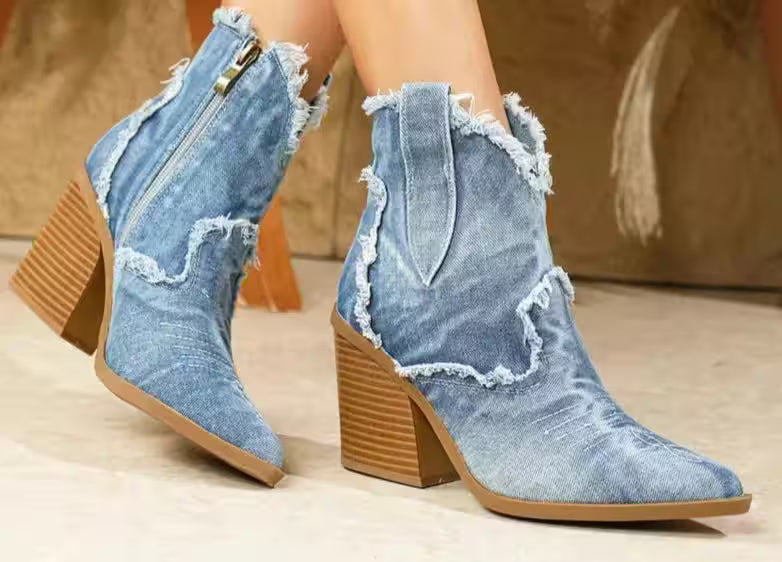 Rings - Boots Retro Style Fashion Cowboy Denim