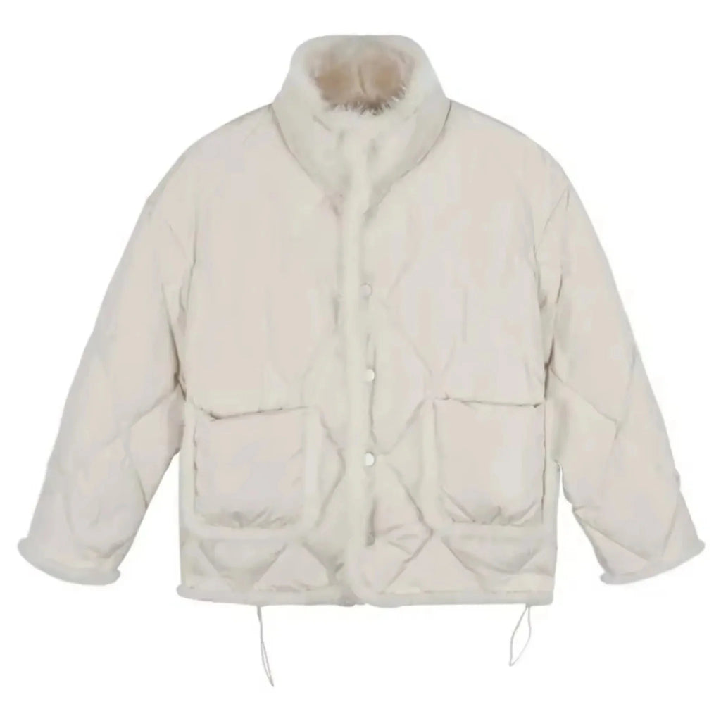 Winter Stitching Mink Wool Cotton Jacket - Additional View 4
