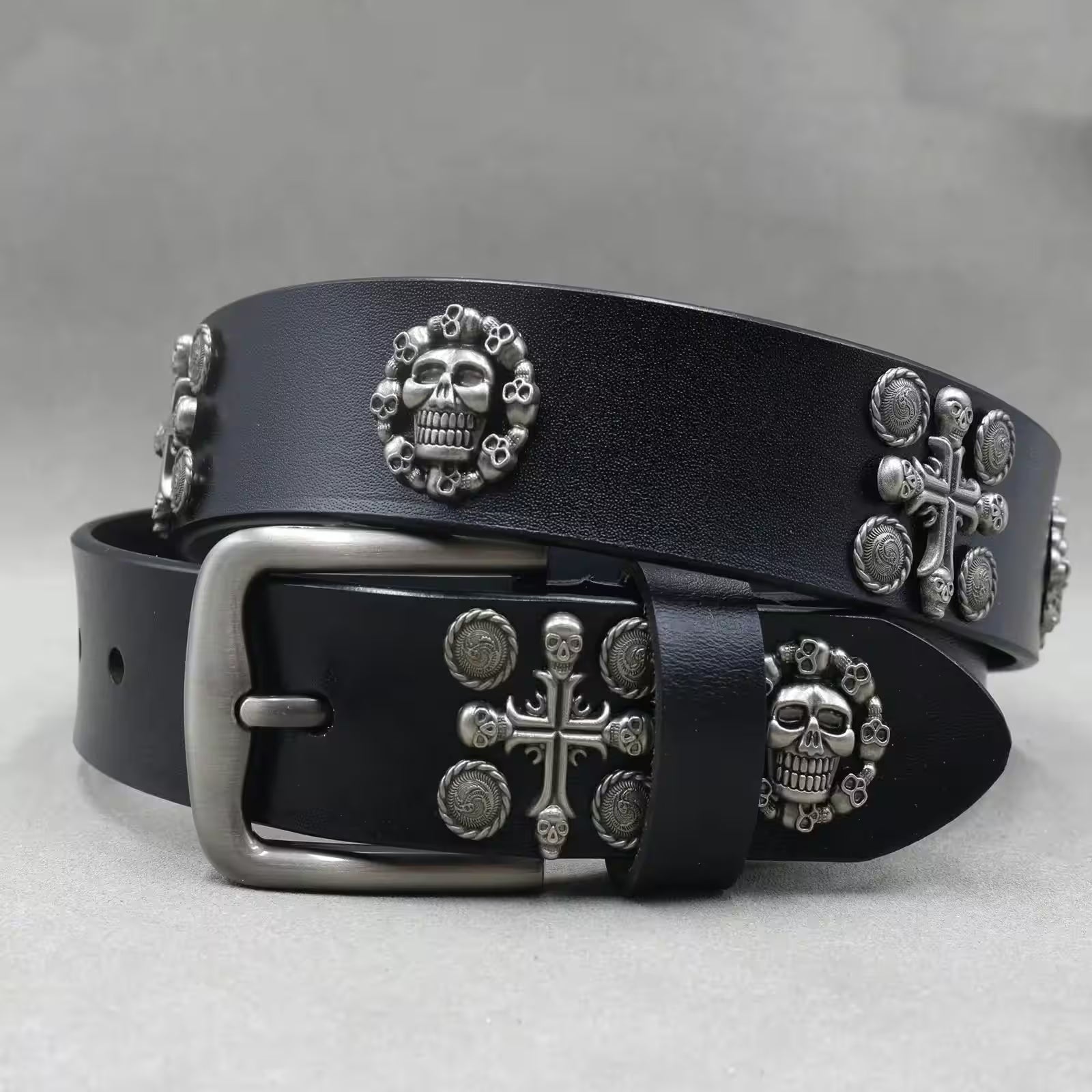 Nice Rivet Genuine Leather Belt Goth Style - Additional View 24