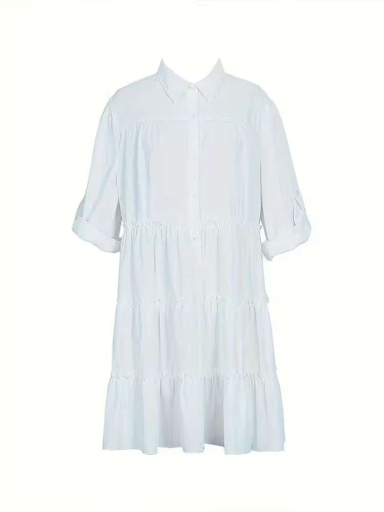 Plus Size Spring Loose Casual Button Dress - Additional View 4